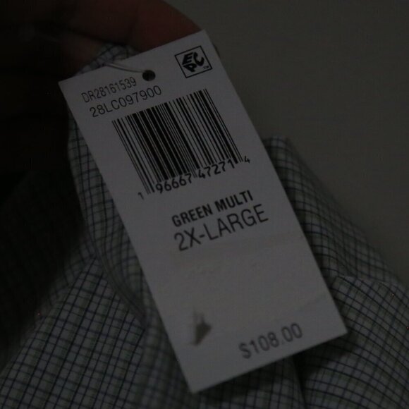 The Men's Bloomingdale's Green Multi Plaid Button Down Stretch Fabric Size 2XL - Picture 6 of 6